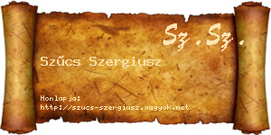 Szűcs Szergiusz névjegykártya